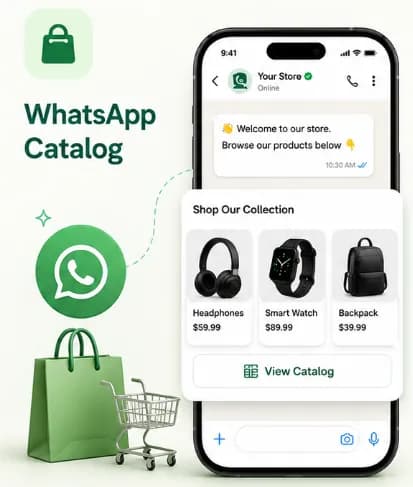 Customer adding products to a WhatsApp shopping cart and sending the order to the business