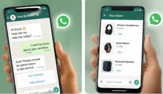 WhatsApp chatbot showing a product catalogue inside a conversation
