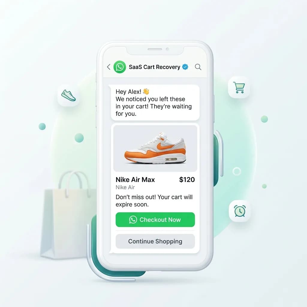 Automated WhatsApp abandoned cart reminder with product image and checkout link