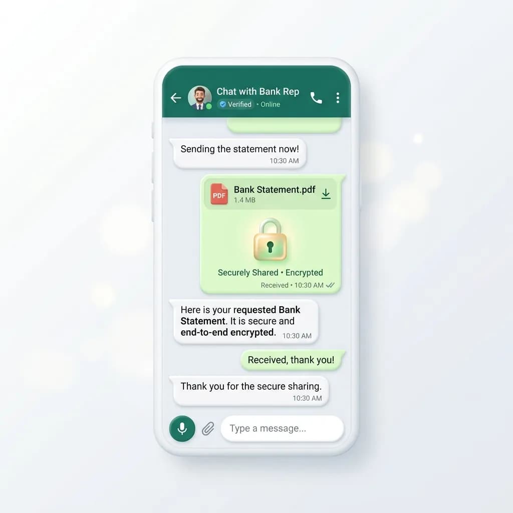 Account statement shared as a PDF document inside a WhatsApp chat