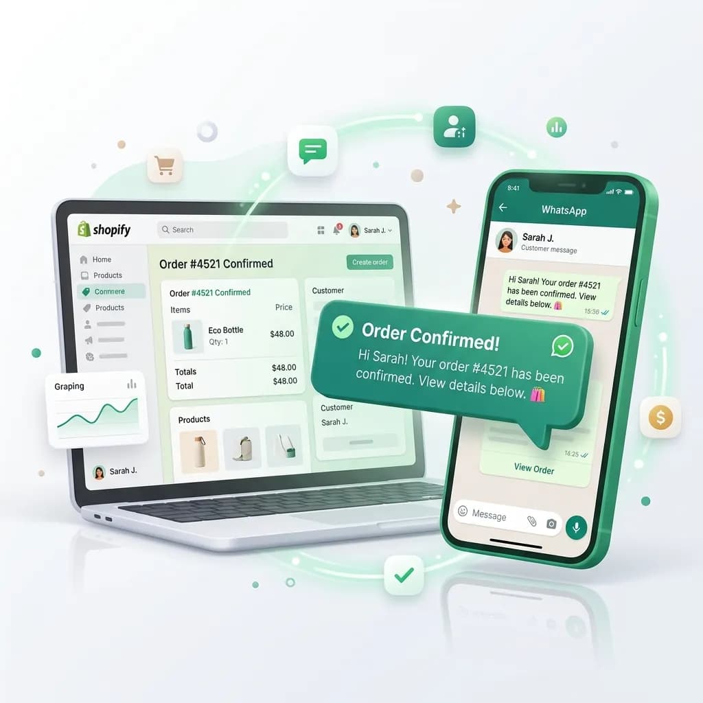 Shopify store sending automated WhatsApp order and cart recovery messages