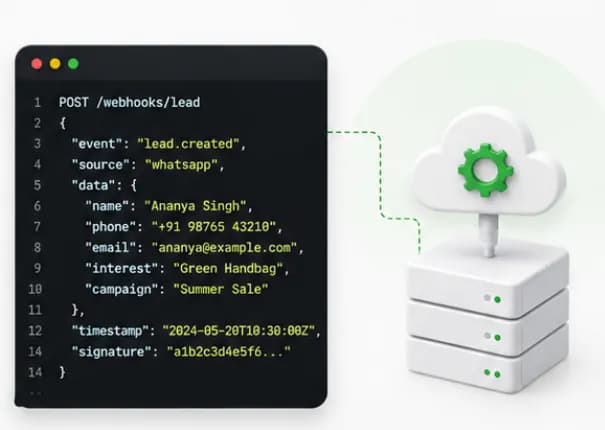 Chatbox AI webhook API sending WhatsApp event payloads to a developer backend