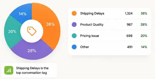 Chart of WhatsApp conversations grouped by tag to reveal customer issue trends